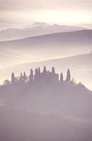 San Quirico d'Orcia in the mist, Italy